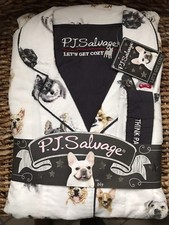 NWT PJ Salvage 100 Cotton Flannel Antique White Dog Pajamas PJs Small FREE SHIP