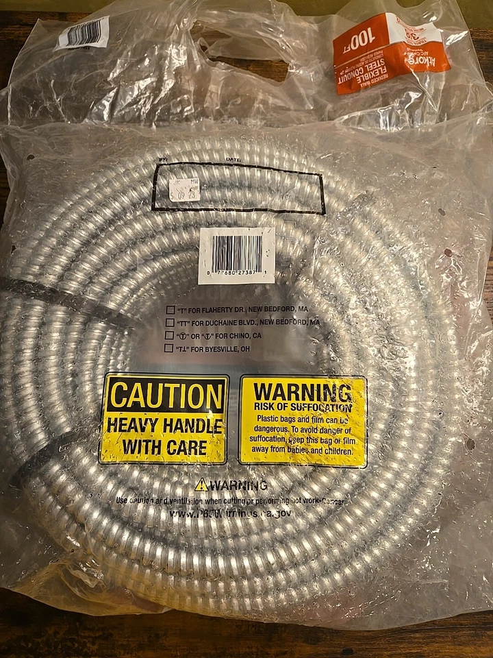 Sistemas de cable Atkore AFC 3/8 100 pies pared reducida conducto de acero flexible nuevo Foto 2 de 2