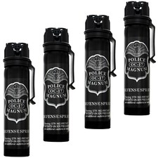4 POLICE MAGNUM Pepper Spray Defense 5oz Flip Top Belt Clip Stream Protection