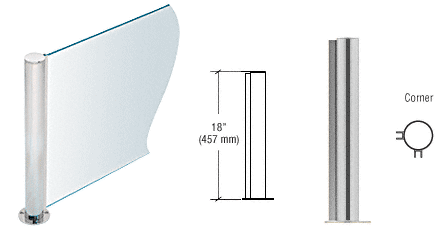 Brushed Stainless 18" Round PP08 Elegant Series Counter/Partition Corner Post - Bild 6 von 6