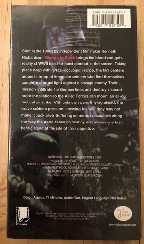 Mission to Death VHS Brand New Factory Sealed 2001 Jim Brewer James McLarty WWII - Imagen 2 de 3