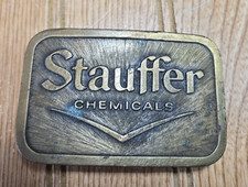 Stauffer Chemicals Brass Belt Buckle Raye LTD