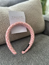NWT Tahari Girl Headband Hair Accessory Pink  White Handmade Brand New