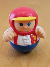 1987 Vintage Hasbro Playskool Weeble Wobble Racer #7 Red White Blue Yellow