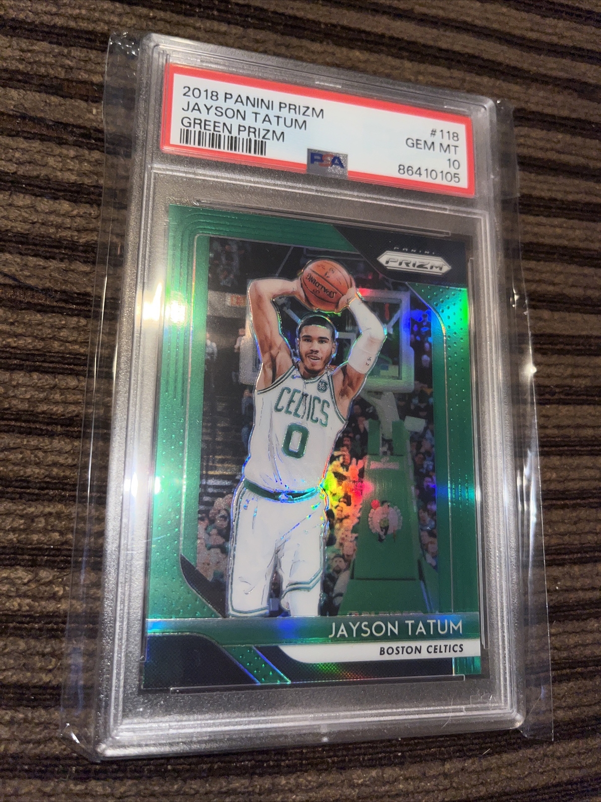 2018-19 Panini Prizm Jayson Tatum Green Prizm Celtics Psa 10 Gem Mint Second Yr