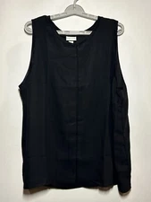 Ava & Viv Womens' Sheer Detailed Tank Top - Black 1X