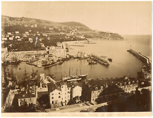 France, Nice, entrée du port, baie Lympia Vintage albumen print, Tirage albu Populair, nieuw
