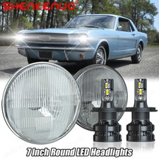 2025New Pair Fit 1965 -1973 Ford Mustang 7 Inch Round Led Headlights Hi/Lo Beam