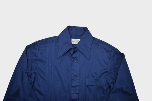 Vintage KMart Shirt Mens S Blue Striped 70s Disco Leisure Button Up Long Sleeve - Picture 4 of 7
