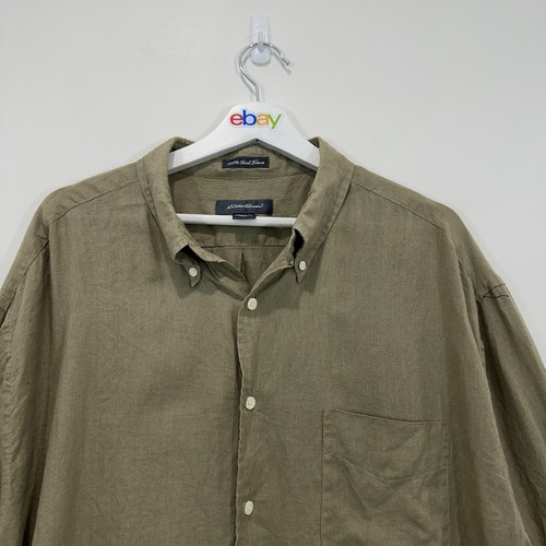 Eddie Bauer Linen Shirt Men 2XL Brown Button Up Causal - Picture 7 of 14