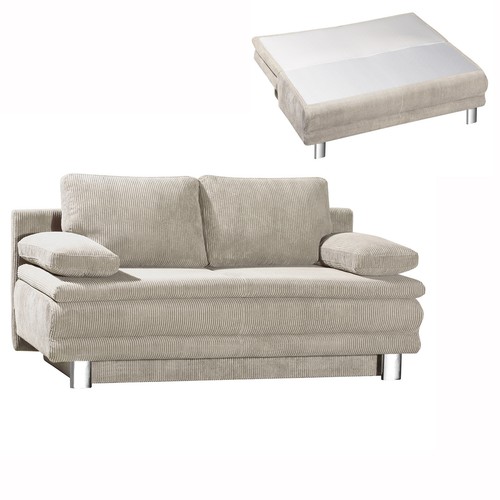 Schlafsofa - natur - mit Staukasten - 194 cm breit Sofa Couch Gästecouch - Bild 3 von 9