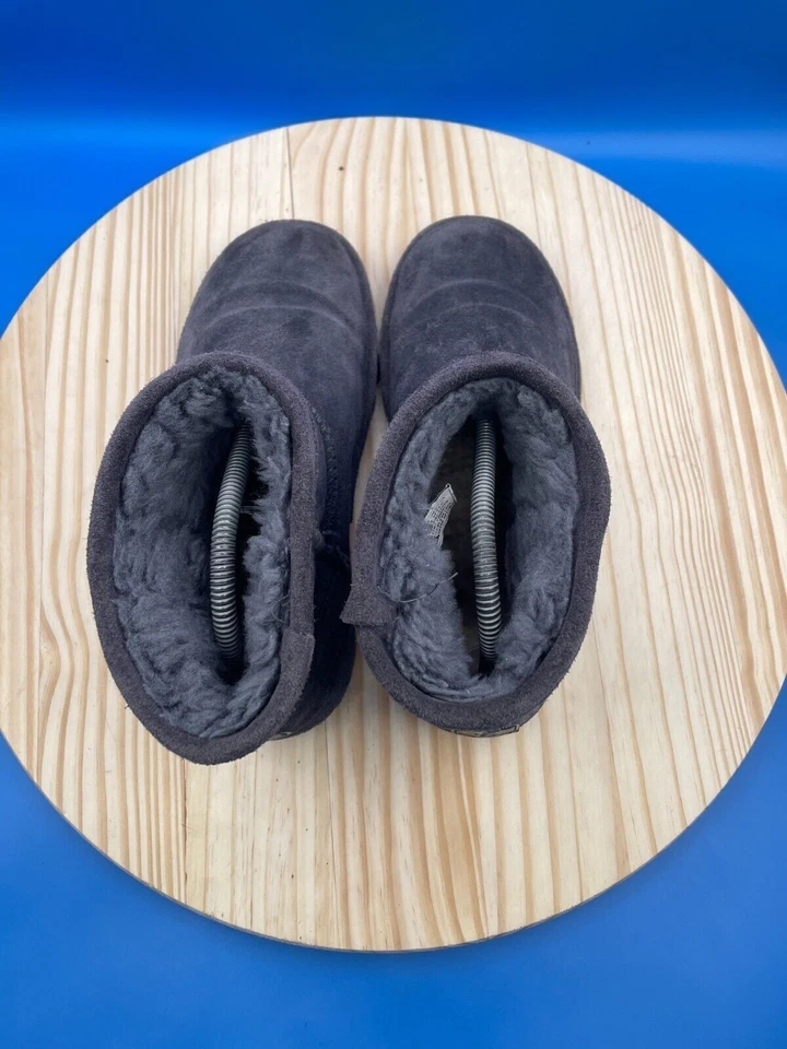 Bearpaw Alyssa Boot Women's Sz 7 Gray Leather Suede Wool Round Toe Pull On 46 - Image 4 of 4