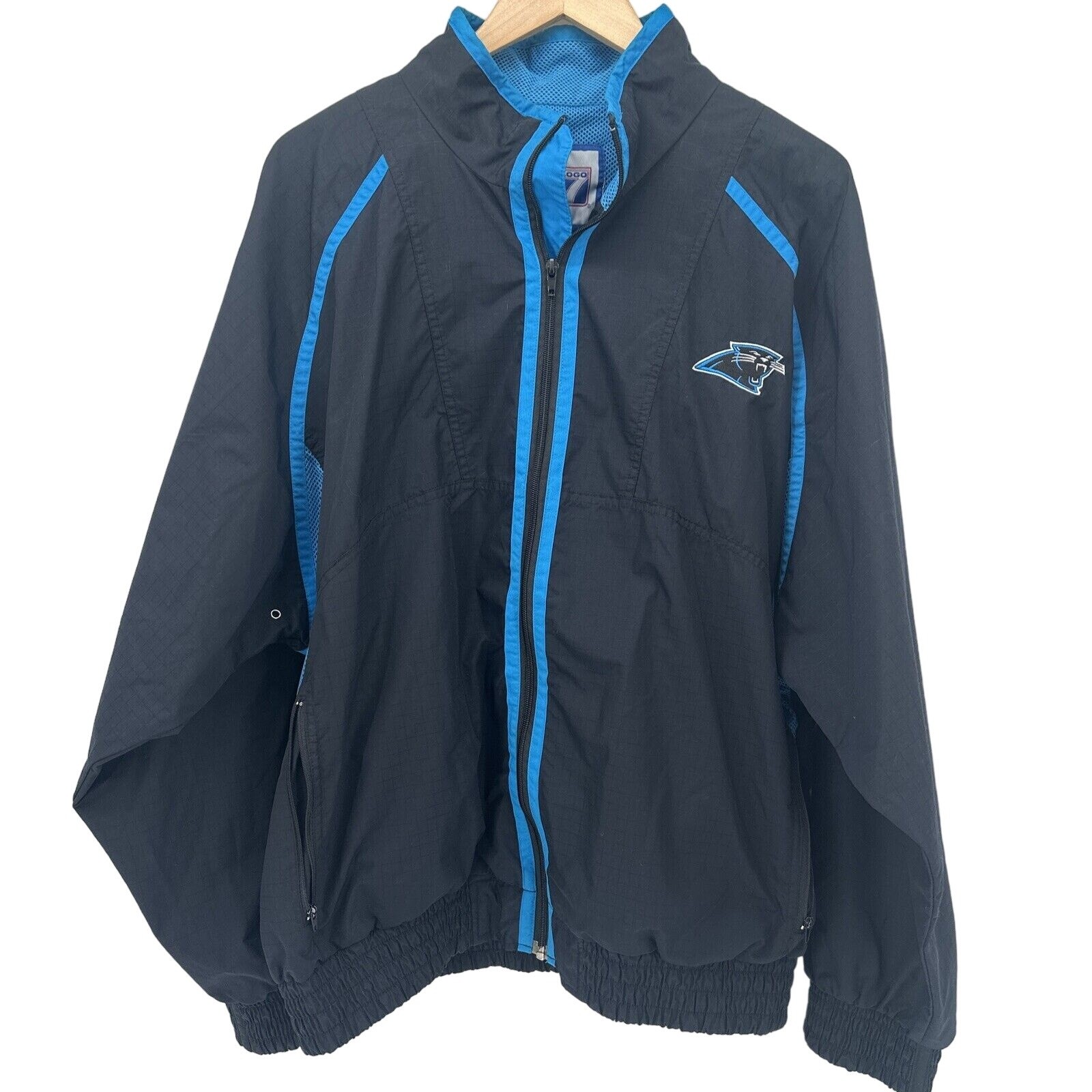 Carolina Panthers Jacket Mens XL Game Day Logo 7 Track Full Zip NFL Vintage
