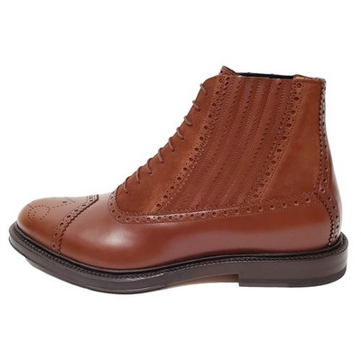 GUCCI BOOTS MENS ANKLE LACE UP BROWN LEATHER BROGUE DETAIL 10 10.5 US 44