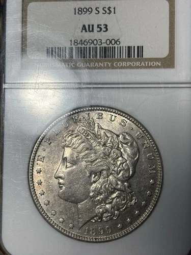 1899-S NGC AU53 Morgan Dollar, Key Date, Choice AU Strong Strike, Lots of Luster