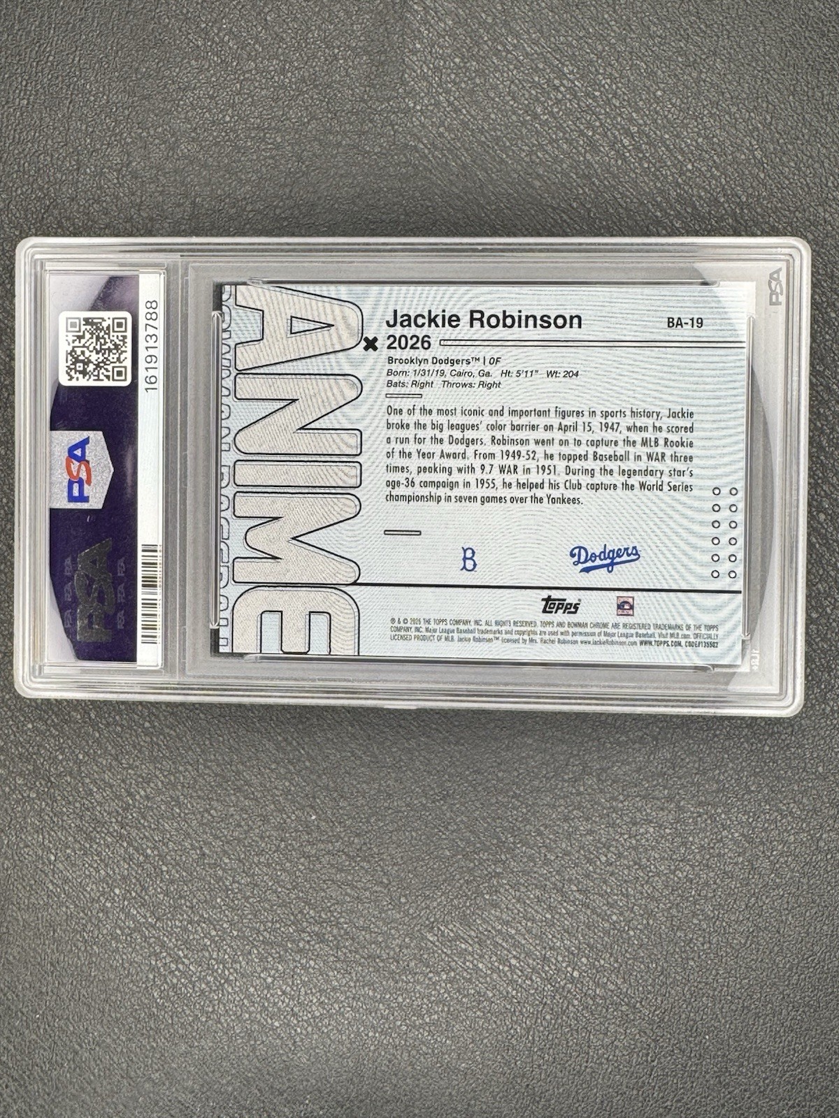 2026 Bowman Baseball Jackie Robinson Anime SSP Case Hit  Dodgers PSA 10  POP 3! view 2