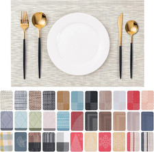 Placemats Set of 4 Washable Indoor/Outdoor Vinyl Place Mats for Dining Table Dur