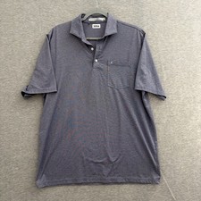 Criquet Men's Size Large Blue Short Sleeve Collared Pima Cotton Blend Polo Shirt