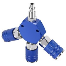 3 Way Quick Connect Air Manifold Air Hose Splitter 1/4 inch Air Tool Blue i