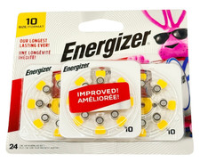 Energizer Size 10 Hearing Aid Batteries 24 Pack Zinc Air Long Lasting EXP 07/27