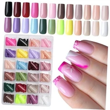 576pc Medium Press on Nails Kit Glossy Colored Straight Fake Nails Full Square
