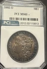 1885 O Morgan Dollar,  PCI SLABBED MINT STATE, HUGE OBVERSE TONING
