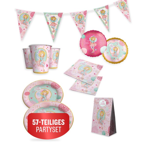 Prinzessin Lilifee 57-Tlg. Party Set Deko Mit Folienballons Wimpel GeschenktüTen-image