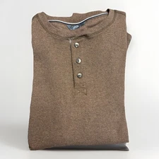 Men’s Thermal Henley Long Sleeve Shirt Brown 3-Button Members Mark Size XL NWOT