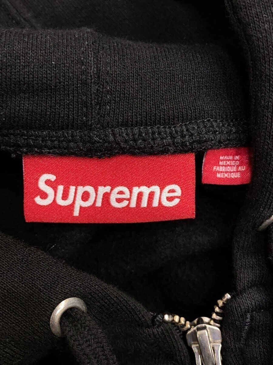 Felpa Supreme con cappuccio zip L cotone nero fantasia completa usata