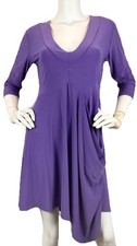 Sympli Tunic Dress Draped Asymmetrical Pocket Empire Purple Lagenlook Sz 10