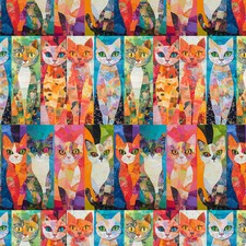 Radiant Crafty Cats by Hoffman Fabric BTY 44