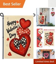 Charming 12x18 inch Heart Garden Flag - Double-Sided for Valentine's Day Decor