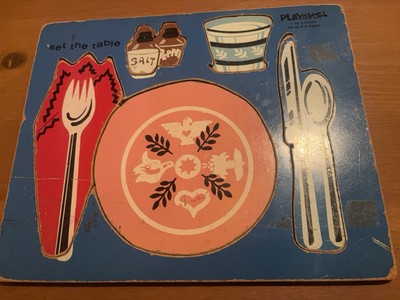 Vintage RARE Playskool Wooden Puzzle SET THE TABLE 155-24 VERY GOOD FS