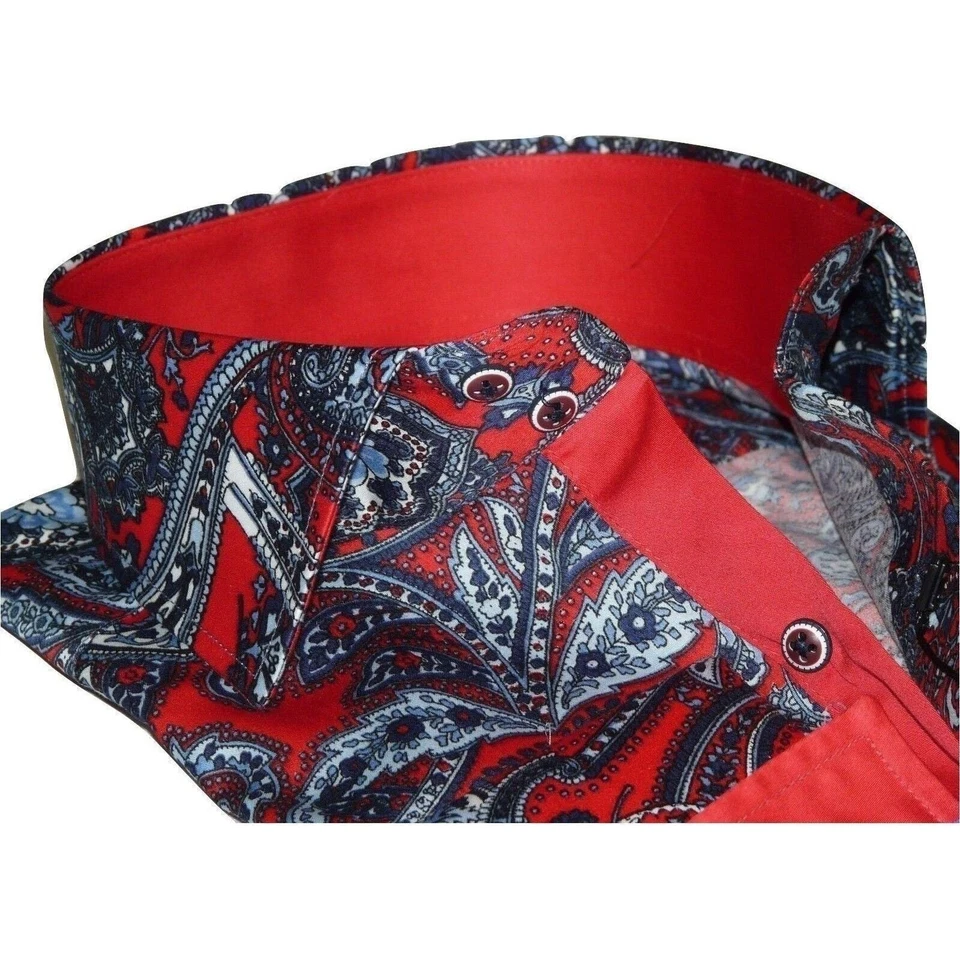 Men Shirt J.Valintin Turkey Usa Egyption Cotton Axxess Style 5406-04 Red - Image 2 of 4