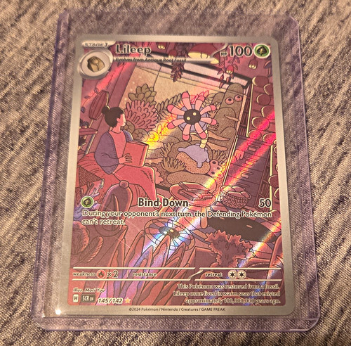 Pokemon TCG Lileep 145/142 Sv07 Stellar Crown Illustration Rare Full Art Holo EN