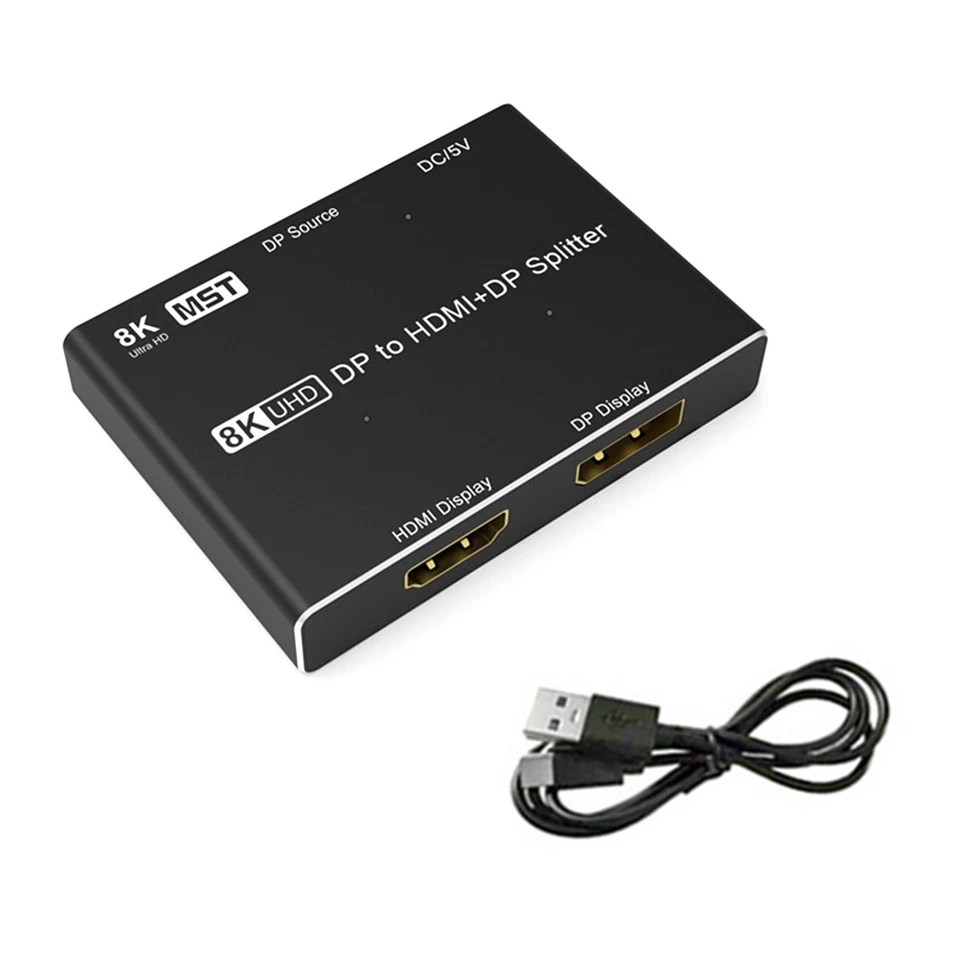 DisplayPort Splitter 8K DP to DP+HDMI Splitter 8K30Hz 4K120Hz MST SST HDR 4:2:2 - Image 2 of 4