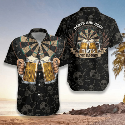 Darts And Beer That8217S Why I8217M Here Hawaiian Shirt Unisex Adult