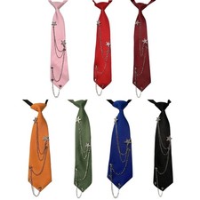 Unisex Pre Tied Neck Tie Punk School Uniform Star Chain Adjustable Neckwear Tie