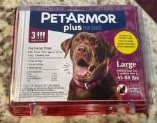 Pet Armor Plus For Large Dogs 45-88lbs 3 Applications New & Sealed