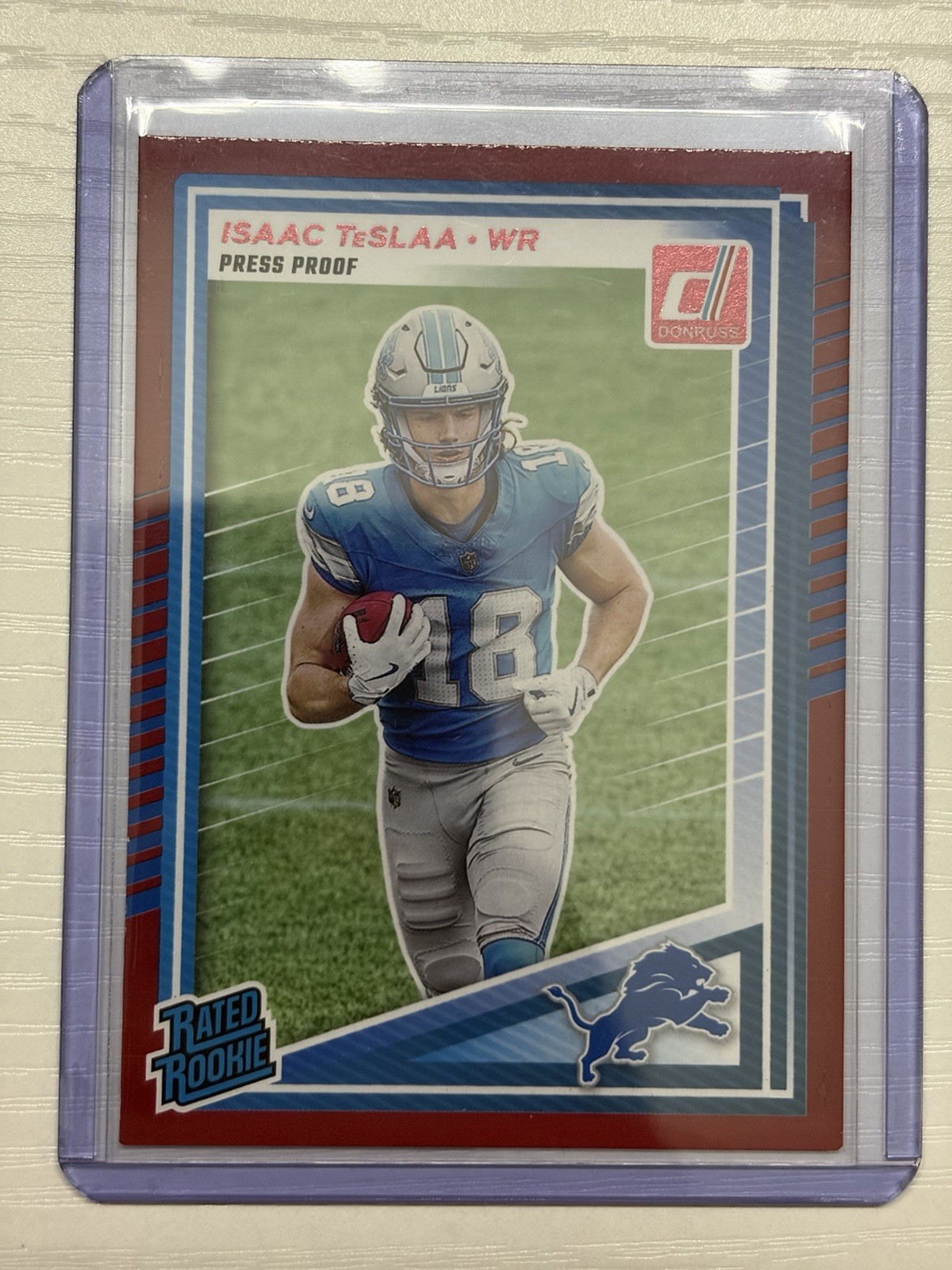 2025 Panini Donruss - Rated Rookie Isaac Teslaa #338 Press Proof Red (RC)