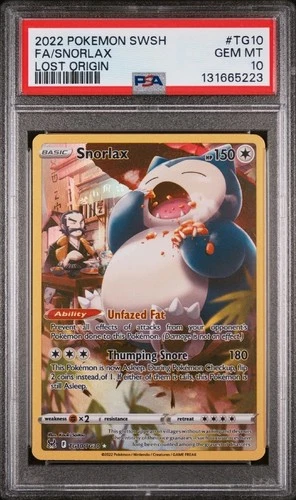 PSA 10 GEM MINT 2022 POKEMON SWSH FA/SNORLAX TG10/TG30 LOST ORIGIN 🔥