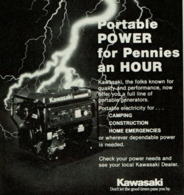 #ad Vintage Print Ad 1979 Kawasaki Portable Power Generators Electricity Lightning $9.95
