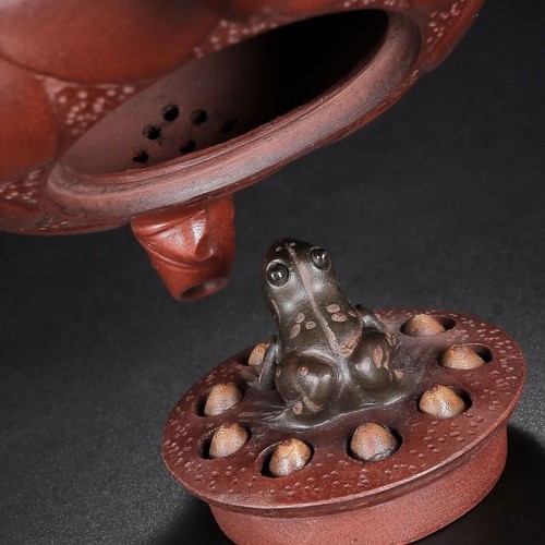 Vintage Chinese Yixing Purple Clay Teapot Zisha Ceramic Nice Frog Lotus Teaware - Picture 8 of 11