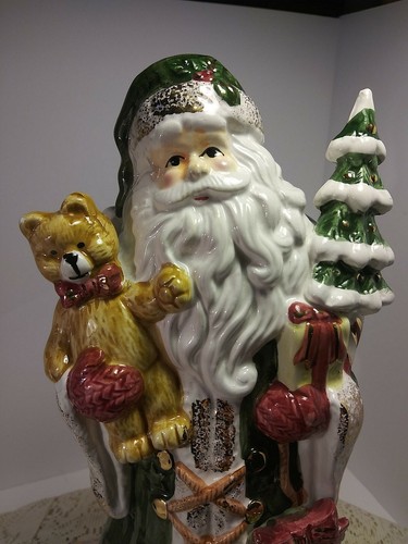 Vintage Large Santa With Teddy Bears Beautiful Christmas Display Collectible. - Picture 3 of 12