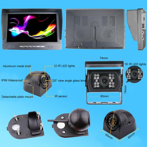 9" Quad Split Screen Monitor DVR w/ MIC Speaker MP5 Rear View Backup Camera Kit - Picture 7 of 12