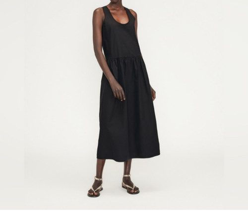 NWT Everlane The Poplin Summer Midi Dress Black 100% Cotton Sz S - Picture 4 of 8
