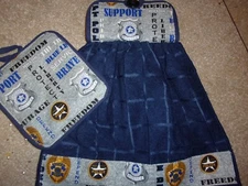 Hanging Stove Pot holder towel set-Police Theme