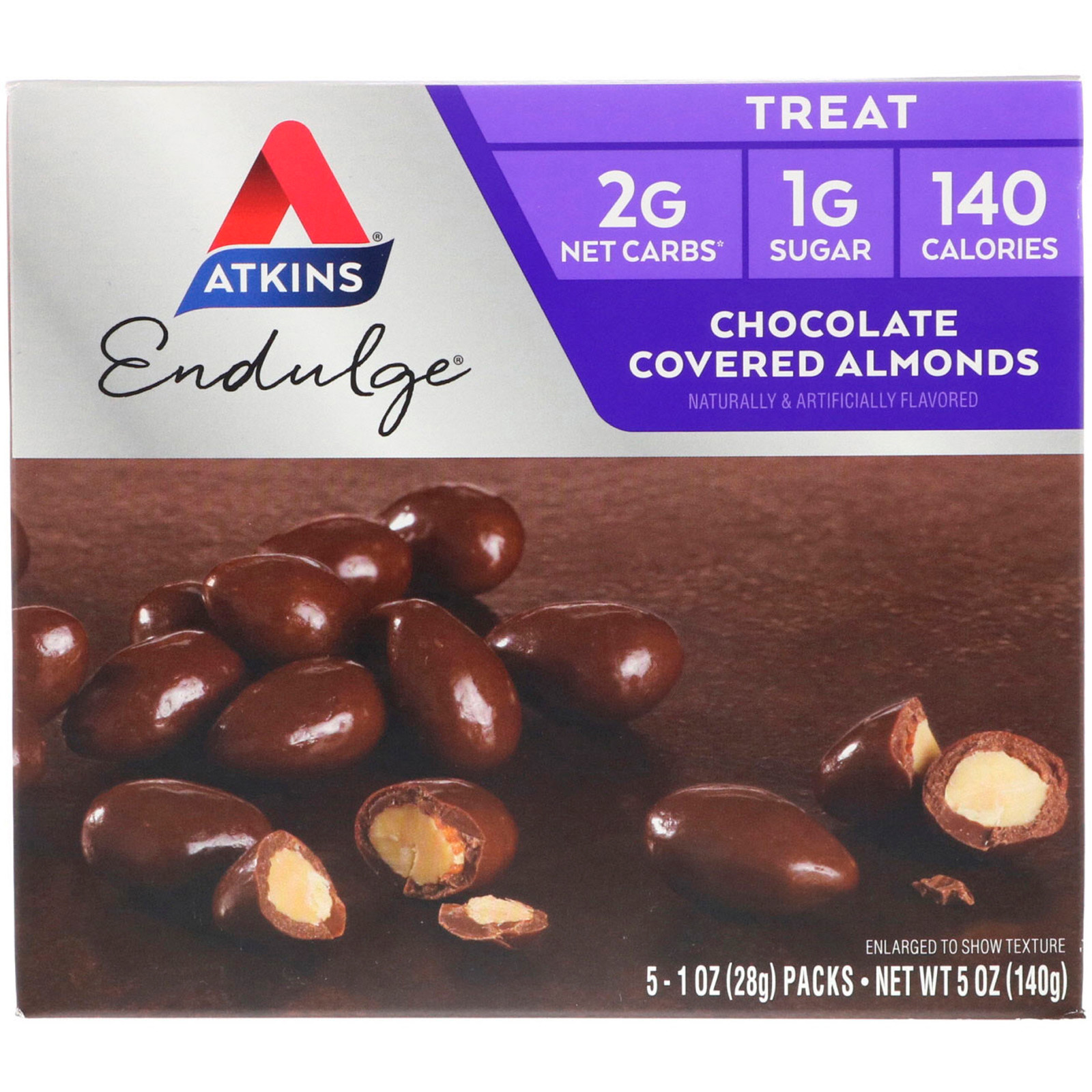 Atkins, Endulge, Chocolate Covered Almonds, 5 Packs, ( 28 g) Each