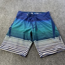 Salt Life SLX-QD Vapor Stretch Mens Swim Trunks Board Shorts Blue White Size 34
