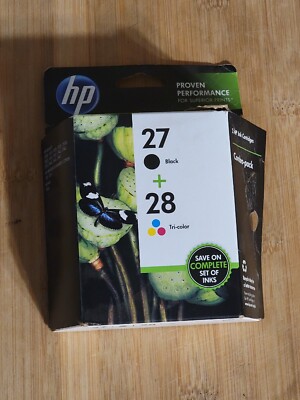 Genuine HP Black Tri-Color Printer Ink 27/28 Combo Pack, Exp. 2008 New Open Box